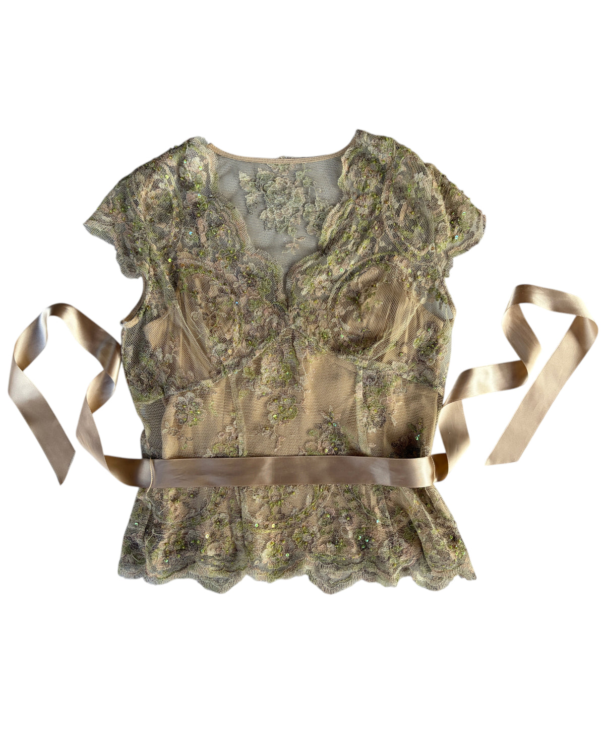 2000S SHANI GOLDEN LACE SHEER SET