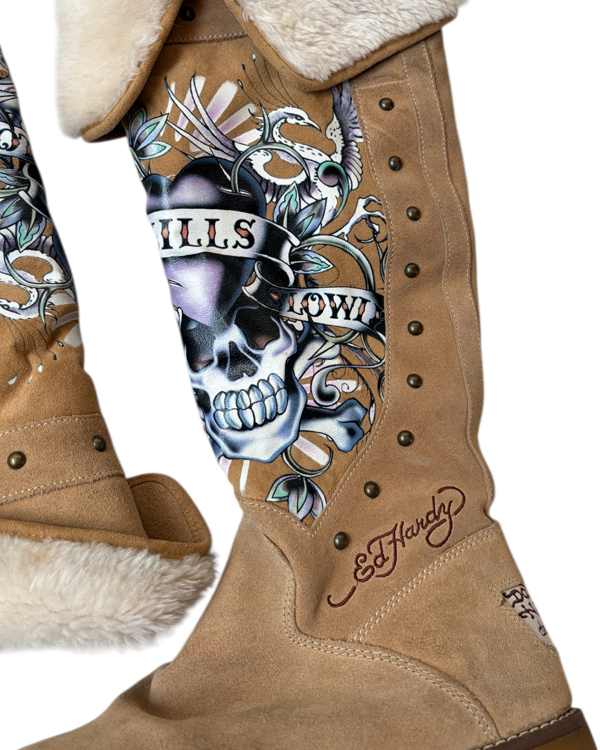 2000S ED HARDY LOVE KILLS SLOWLY HIGH BOOTS