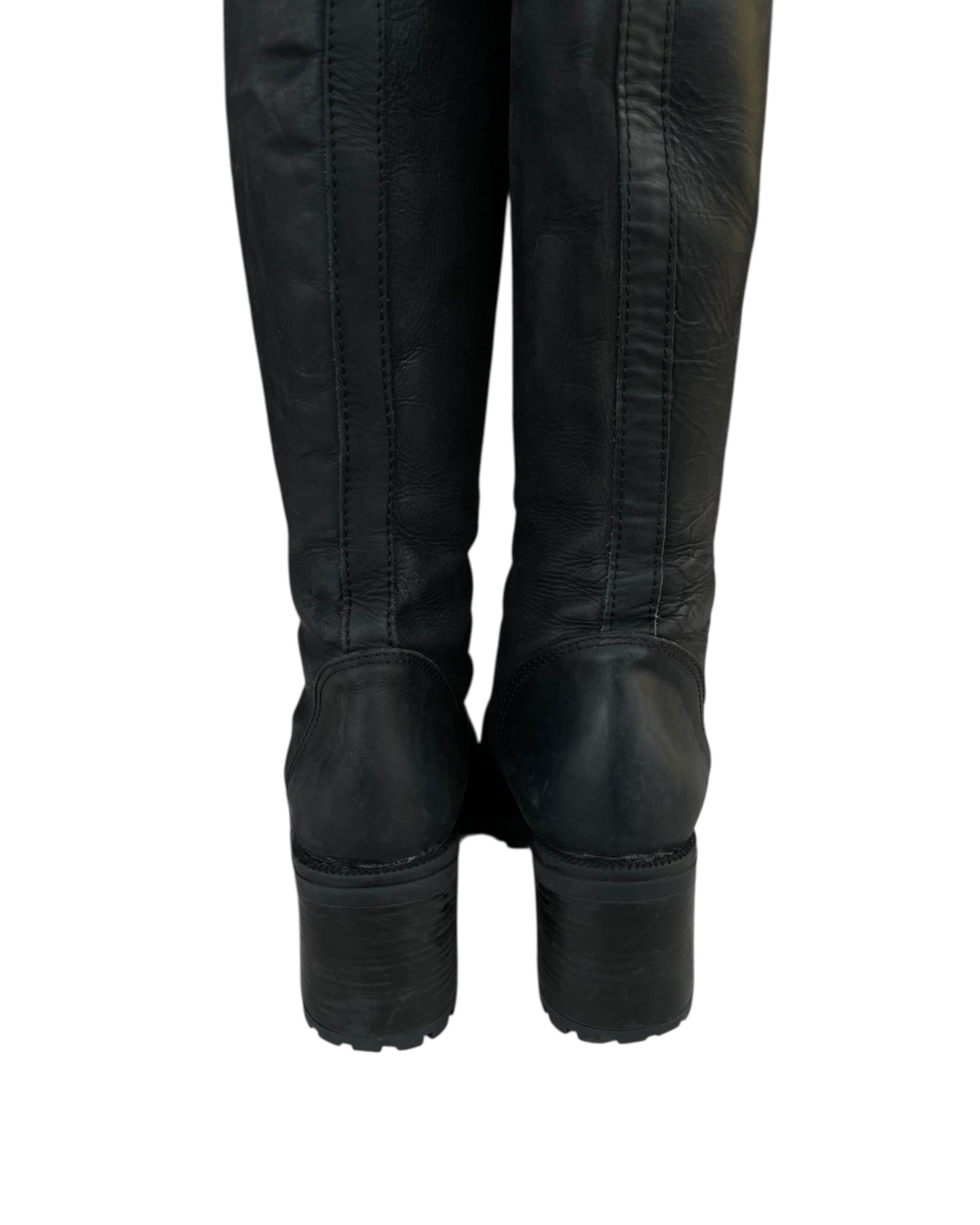 2000S BLACK LEATHER LACE UP COMBAT BOOTS
