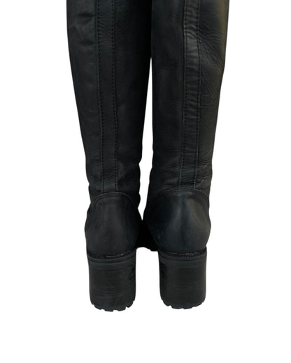 2000S BLACK LEATHER LACE UP COMBAT BOOTS