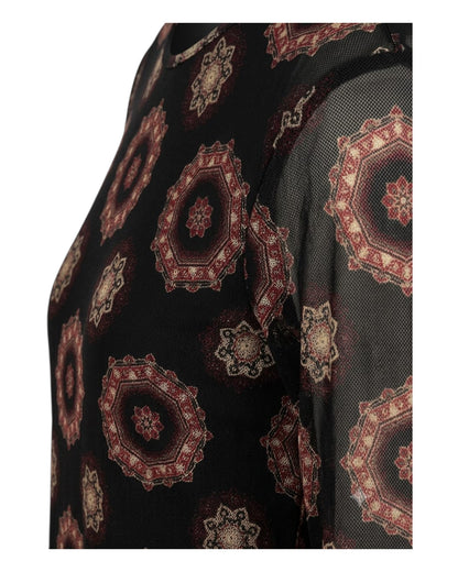 2000S SAG HARBOR BLACK MANDALA PRINT TOP