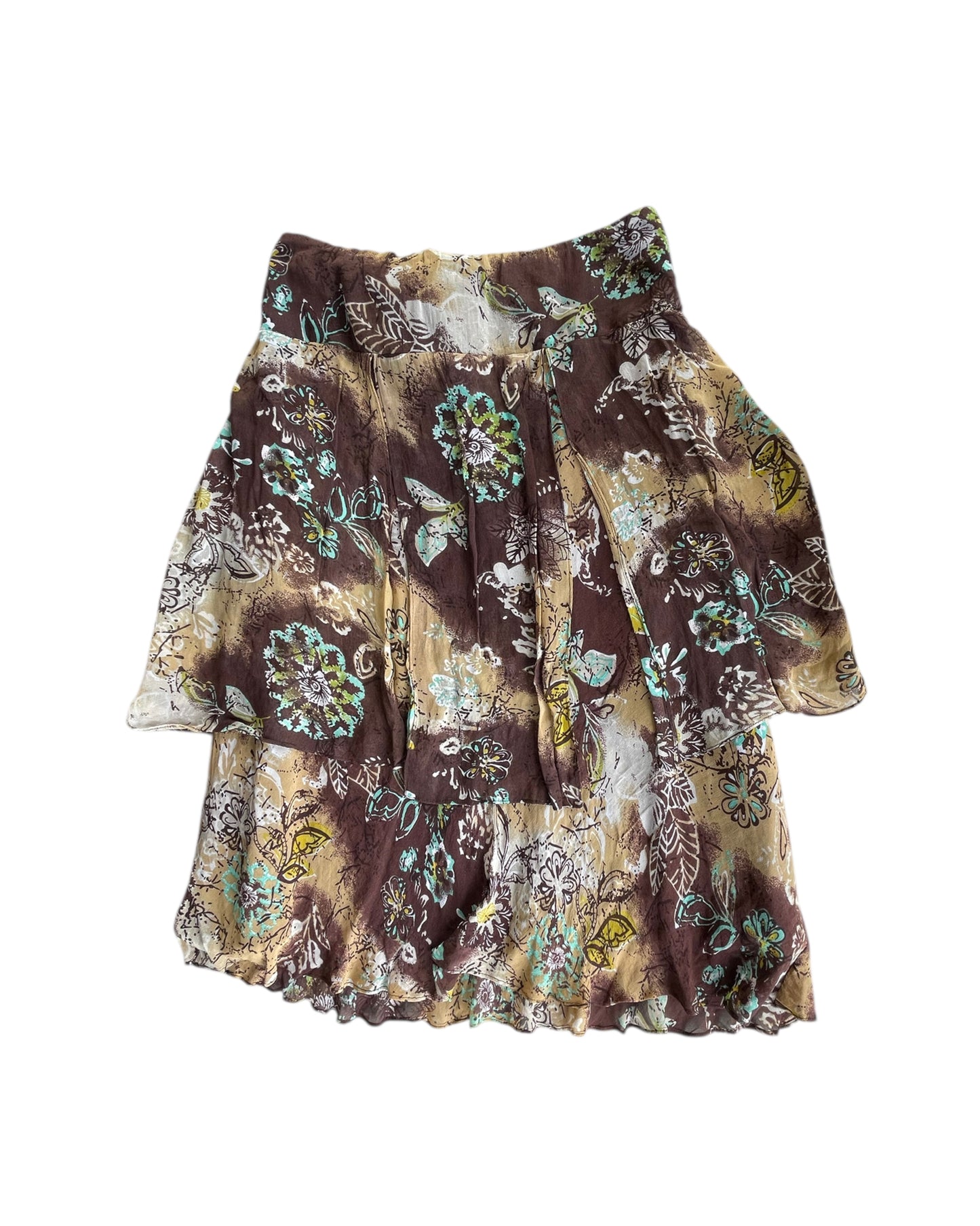 2000S STYLE AND CO BROWN FLORAL TIE FRONT DRESS