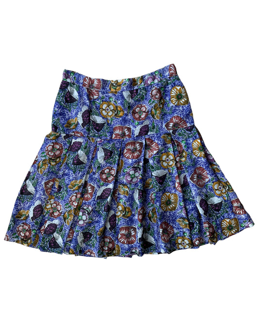 1990s BLUE FLORAL MIDI SKIRT