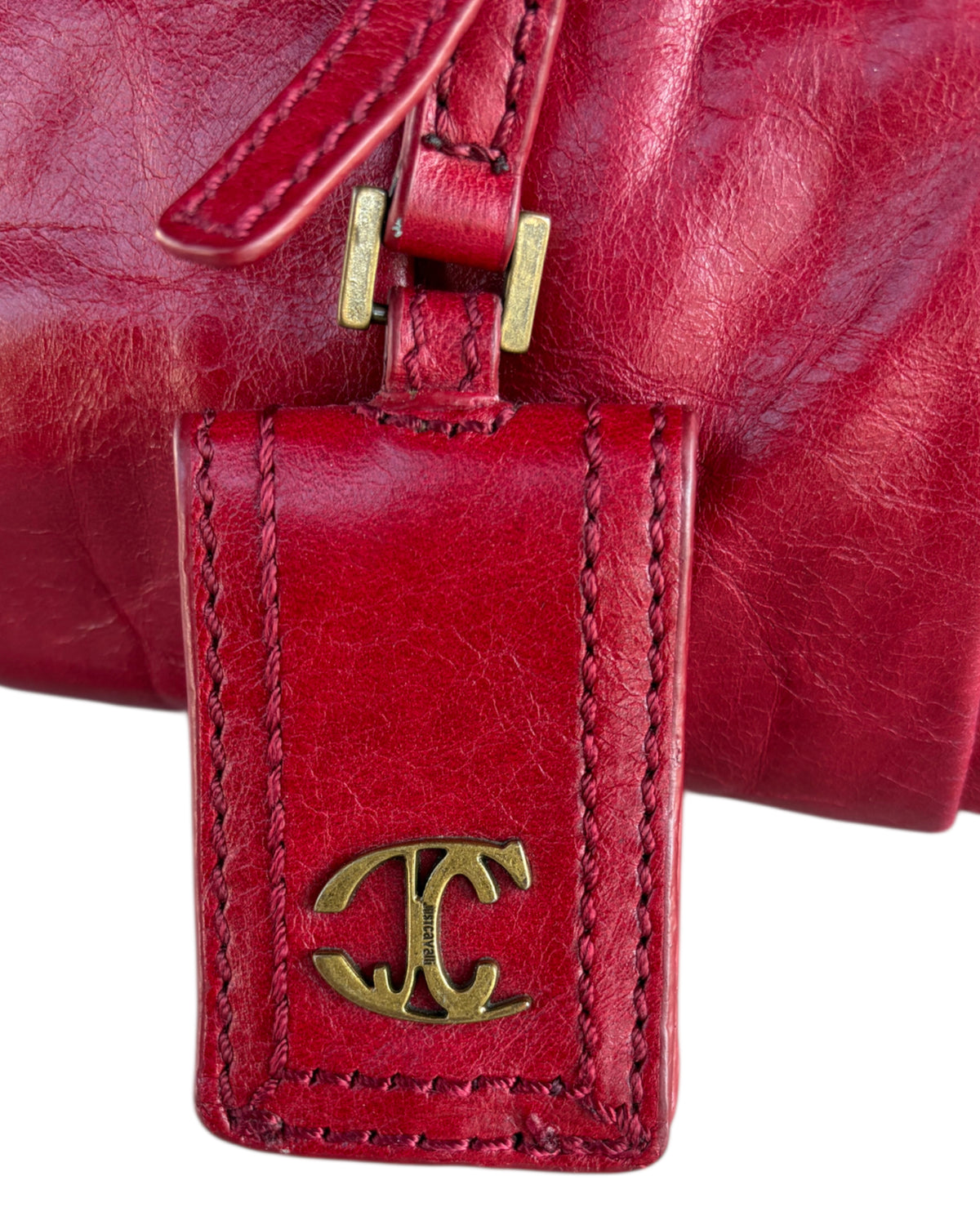2000S JUST CAVALLI RED CHAIN HANDBAG