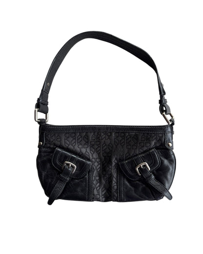2000S DKNY BLACK MONOGRAM SHOULDER BAG