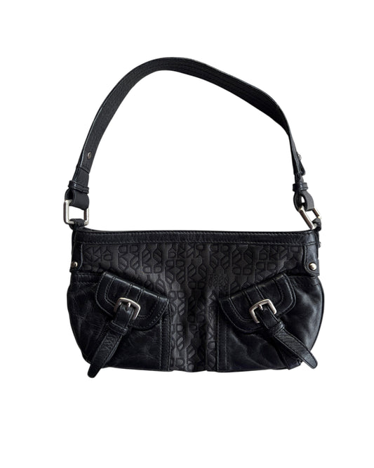 2000S DKNY BLACK MONOGRAM SHOULDER BAG