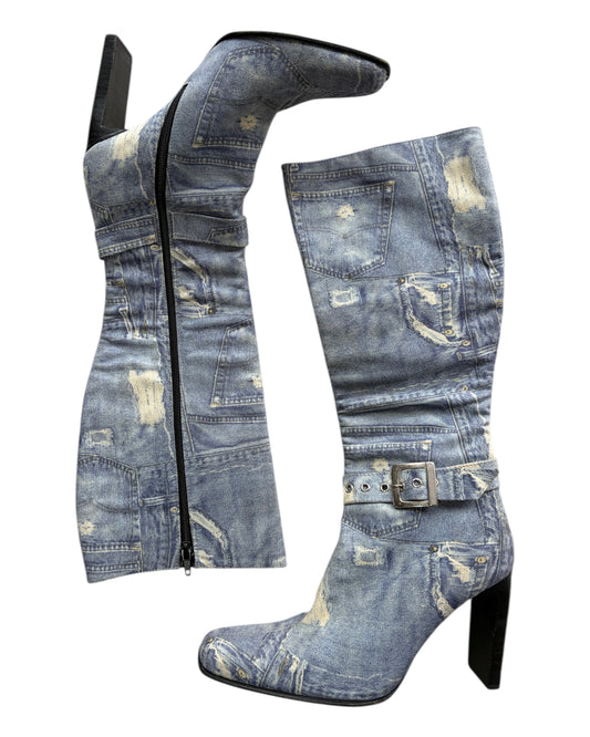 2000S DENIM MIRAGE BOOTS