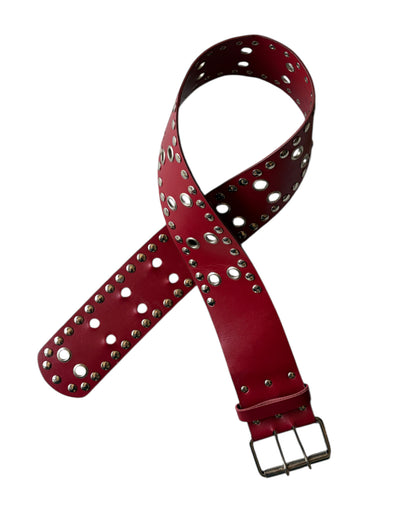2000S RED LEATHER GROMMET BELT