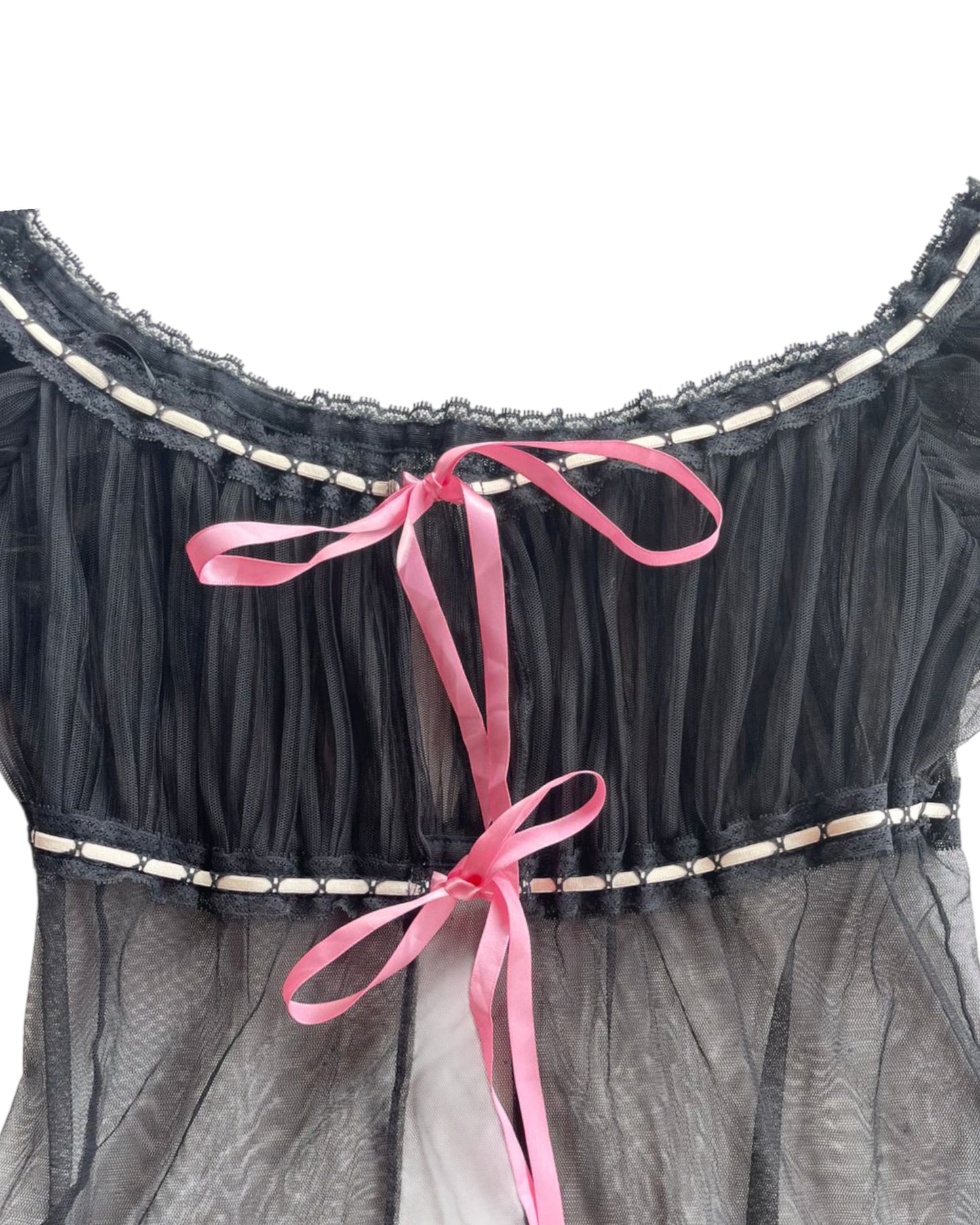 2000S VICTORIAS SECRET SEXY LITTLE THINGS BLACK RUFFLE TOP