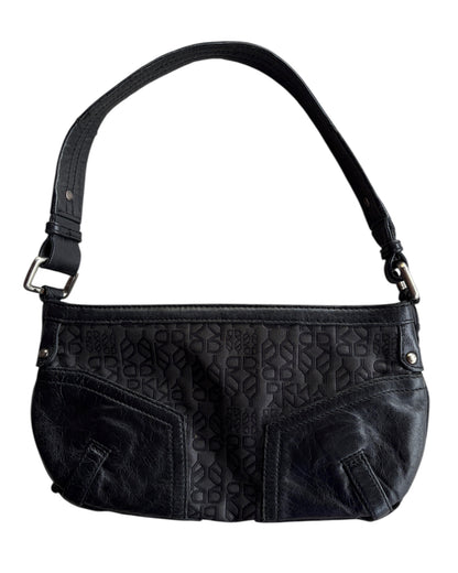 2000S DKNY BLACK MONOGRAM SHOULDER BAG