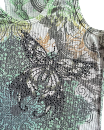 2000S LESLIE BUTTERFLY MESH TANK TOP