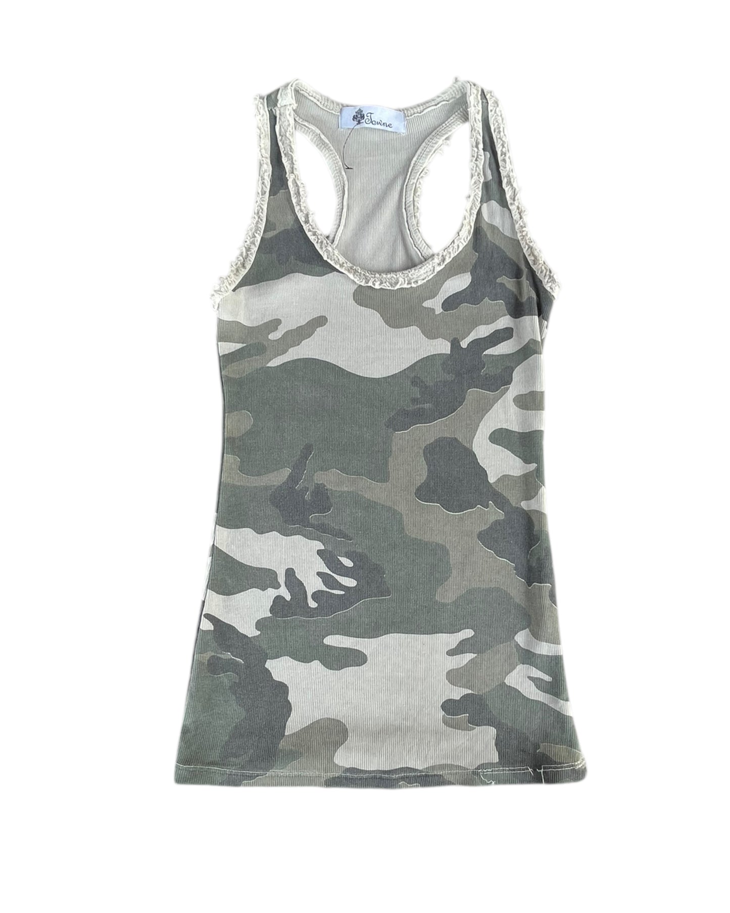 2000S TOWNE CAMOUFLAGE LACE TANK TOP
