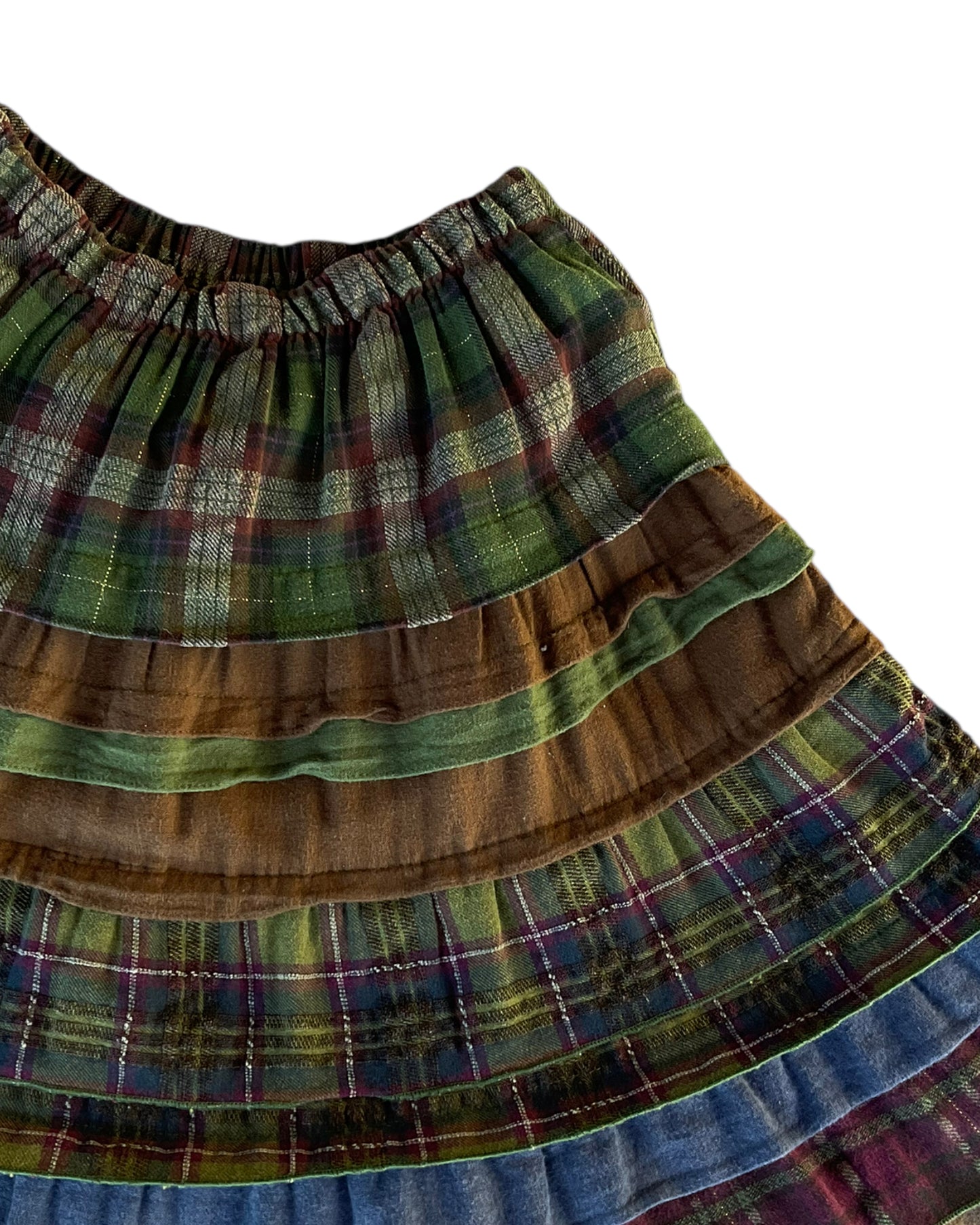 2000S PATCHWORK PLAID SKIRT