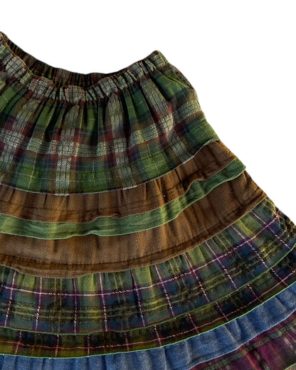 2000S PATCHWORK PLAID SKIRT