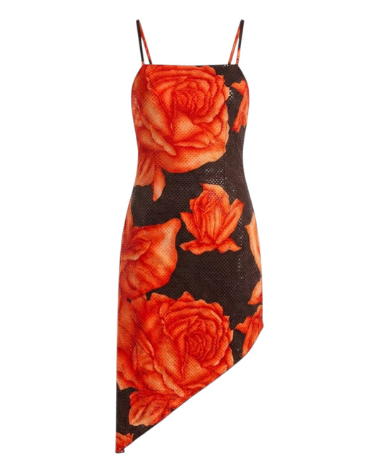 2000S CACHE ORANGE ROSE SLIP DRESS