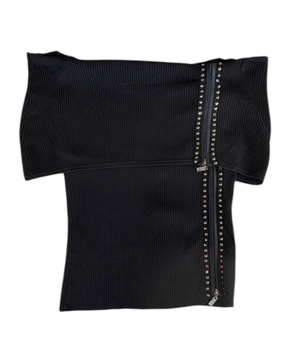 2000S CACHE BLACK OFF SHOULDER STUDDED KNIT