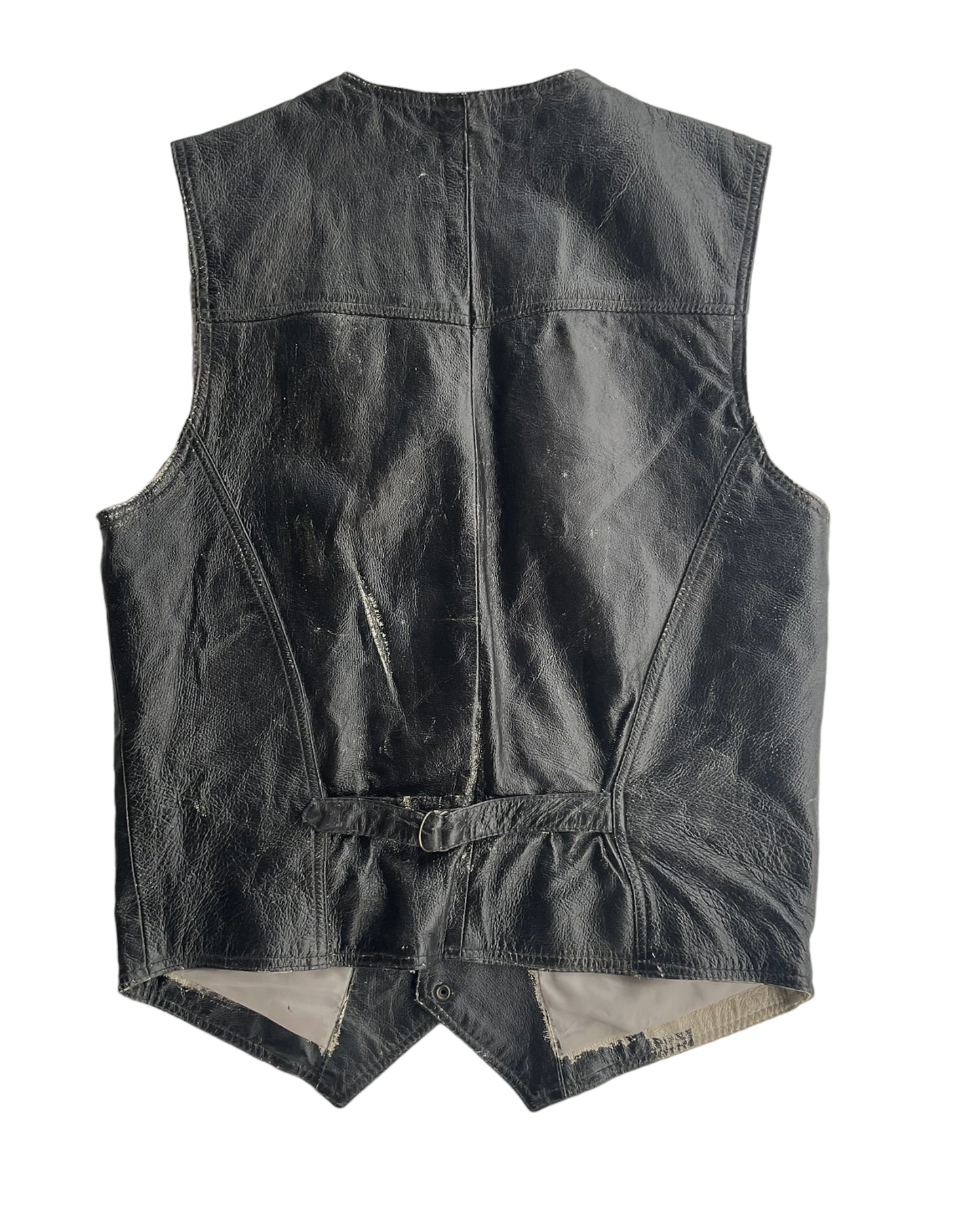 1990s LEATHER USA BLACK VEST