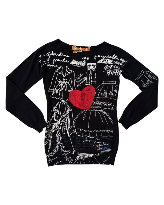 2000S DESIGUAL OFF SHOULDER SWEATER