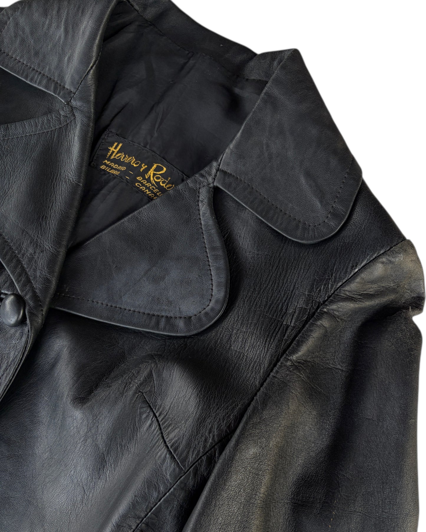 1970s HERRERO Y RODERO BLACK LEATHER JACKET