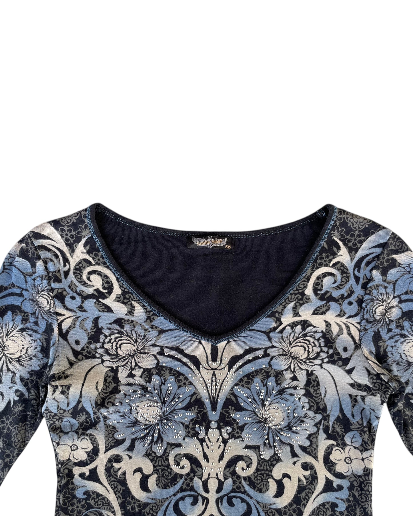 2000S VANILLA SUGAR FLORAL STUDDED TOP