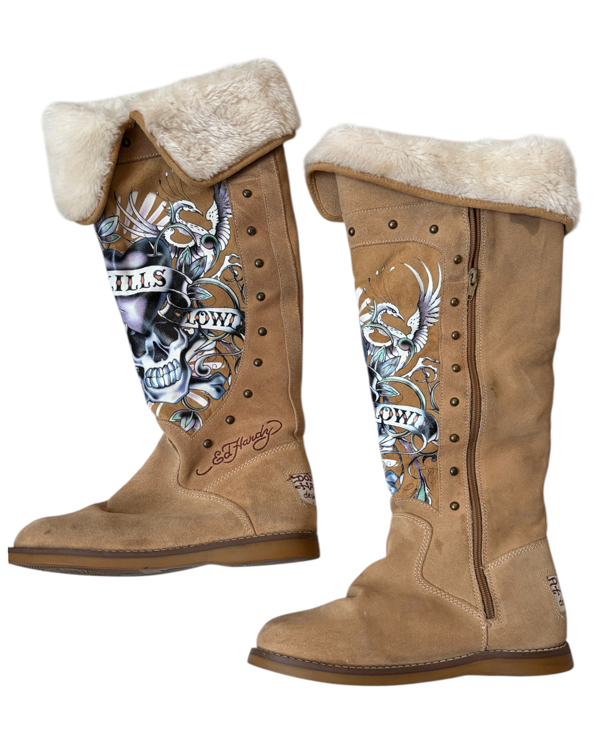 2000S ED HARDY LOVE KILLS SLOWLY HIGH BOOTS