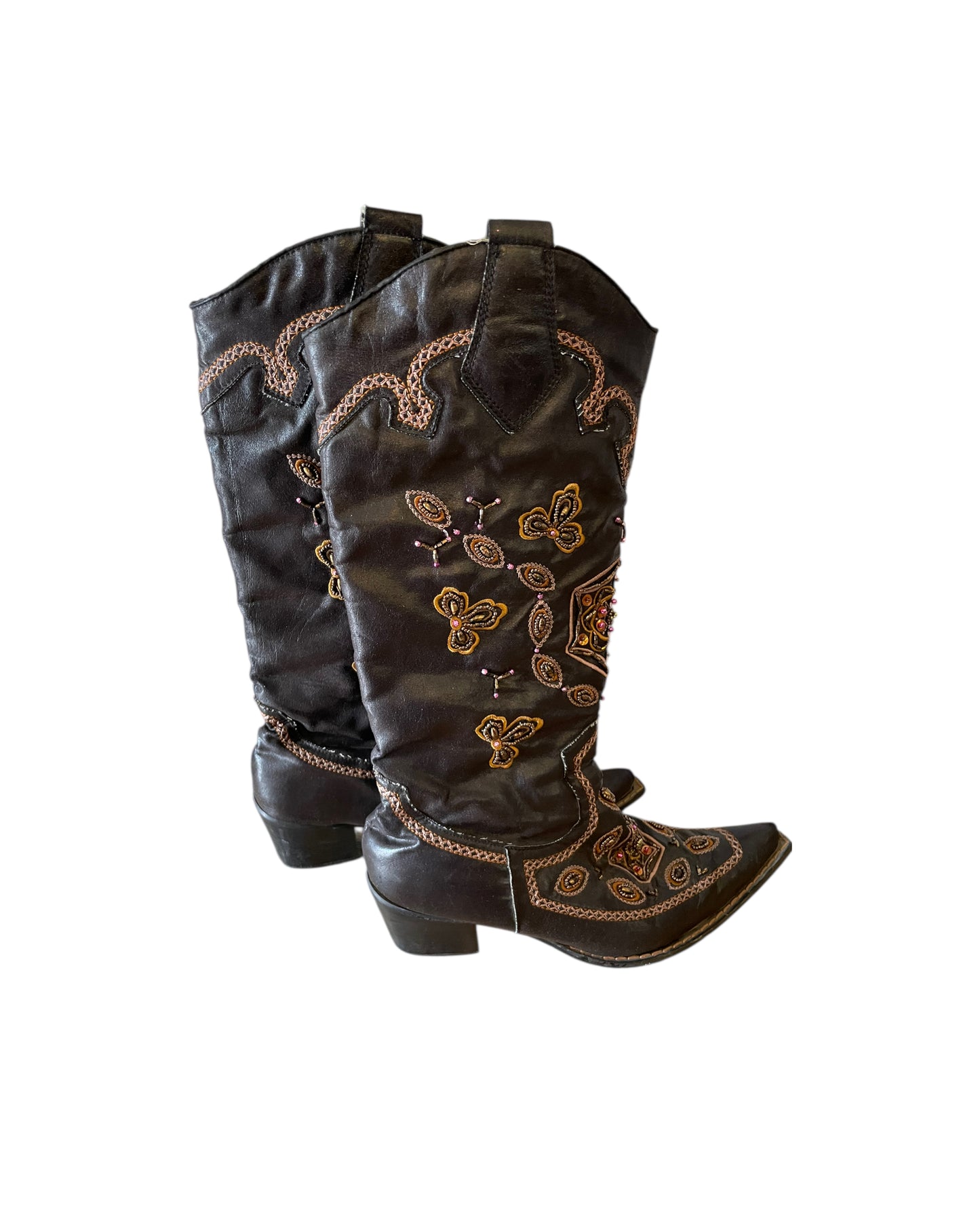 2000S WANTED COWGIRL BLACK EMBROIDERED