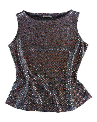 2000S NOTATIONS SILVER SEQUIN TANK