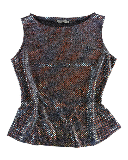 2000S NOTATIONS SILVER SEQUIN TANK