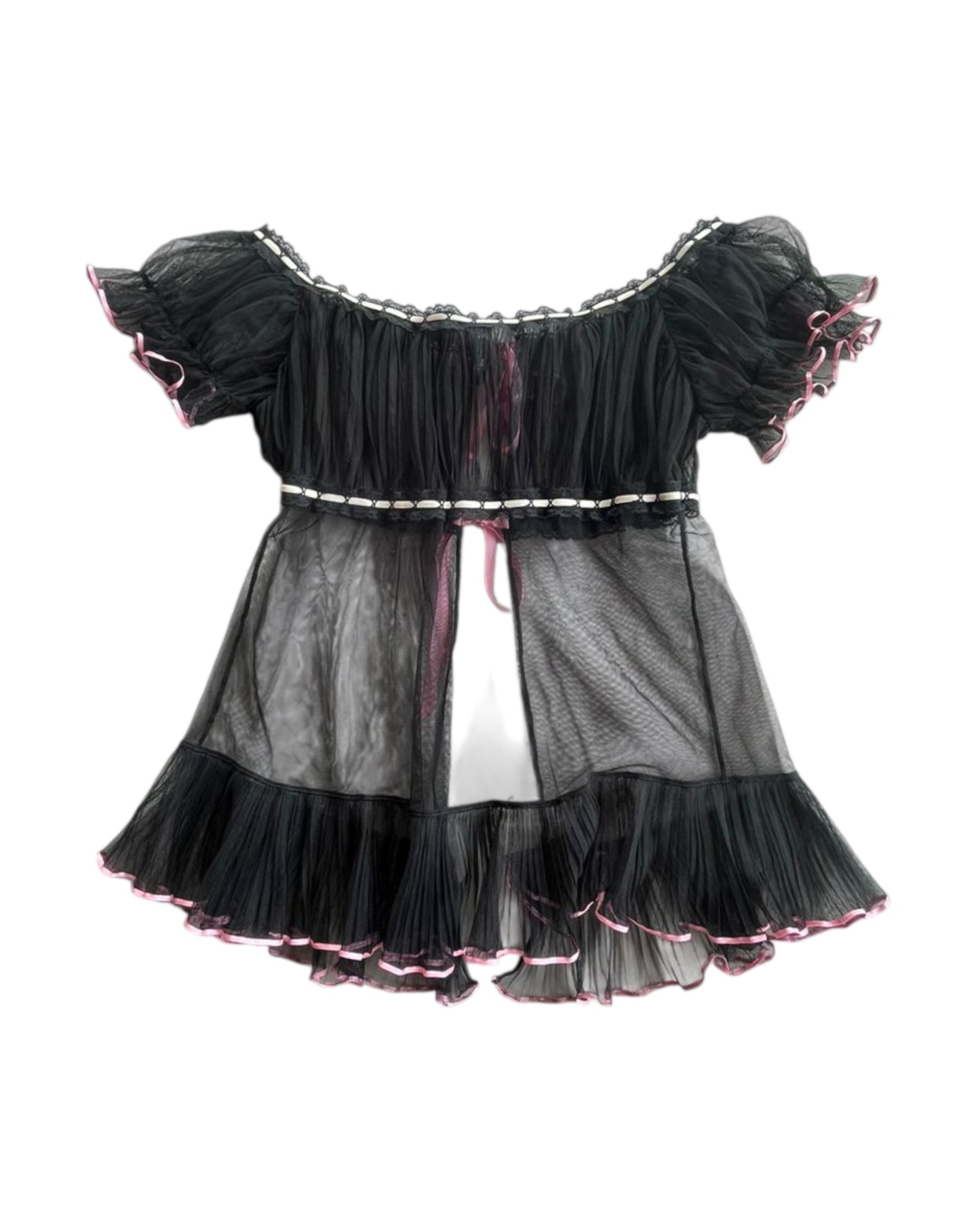 2000S VICTORIAS SECRET SEXY LITTLE THINGS BLACK RUFFLE TOP
