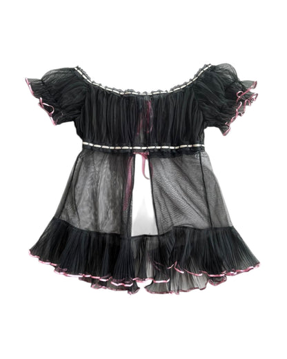 2000S VICTORIAS SECRET SEXY LITTLE THINGS BLACK RUFFLE TOP