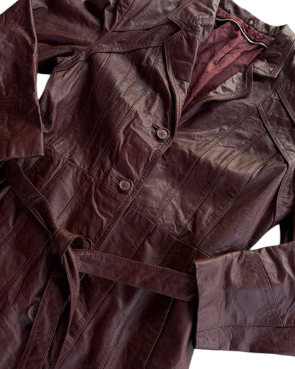 1990S BURGANDY LEATHER COAT