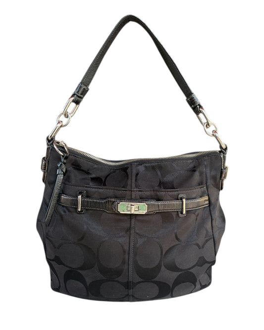 2000S COACH BLACK SIGNATURE SHOULDER BAG