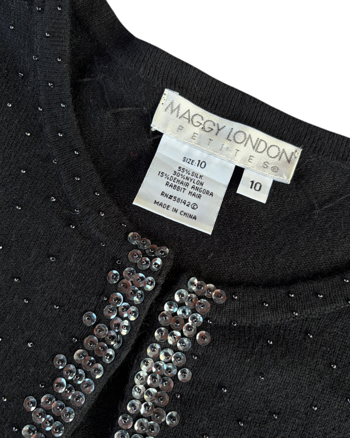 2000S MAGGY LONDON BLACK SEQUIN BOLERO