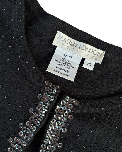 2000S MAGGY LONDON BLACK SEQUIN BOLERO