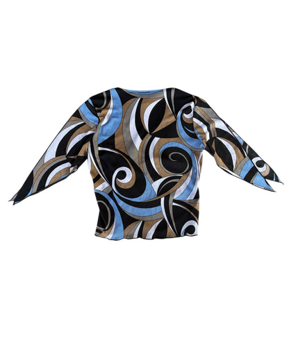 2000S BEWARE ABSTRACT WRAP BLOUSE
