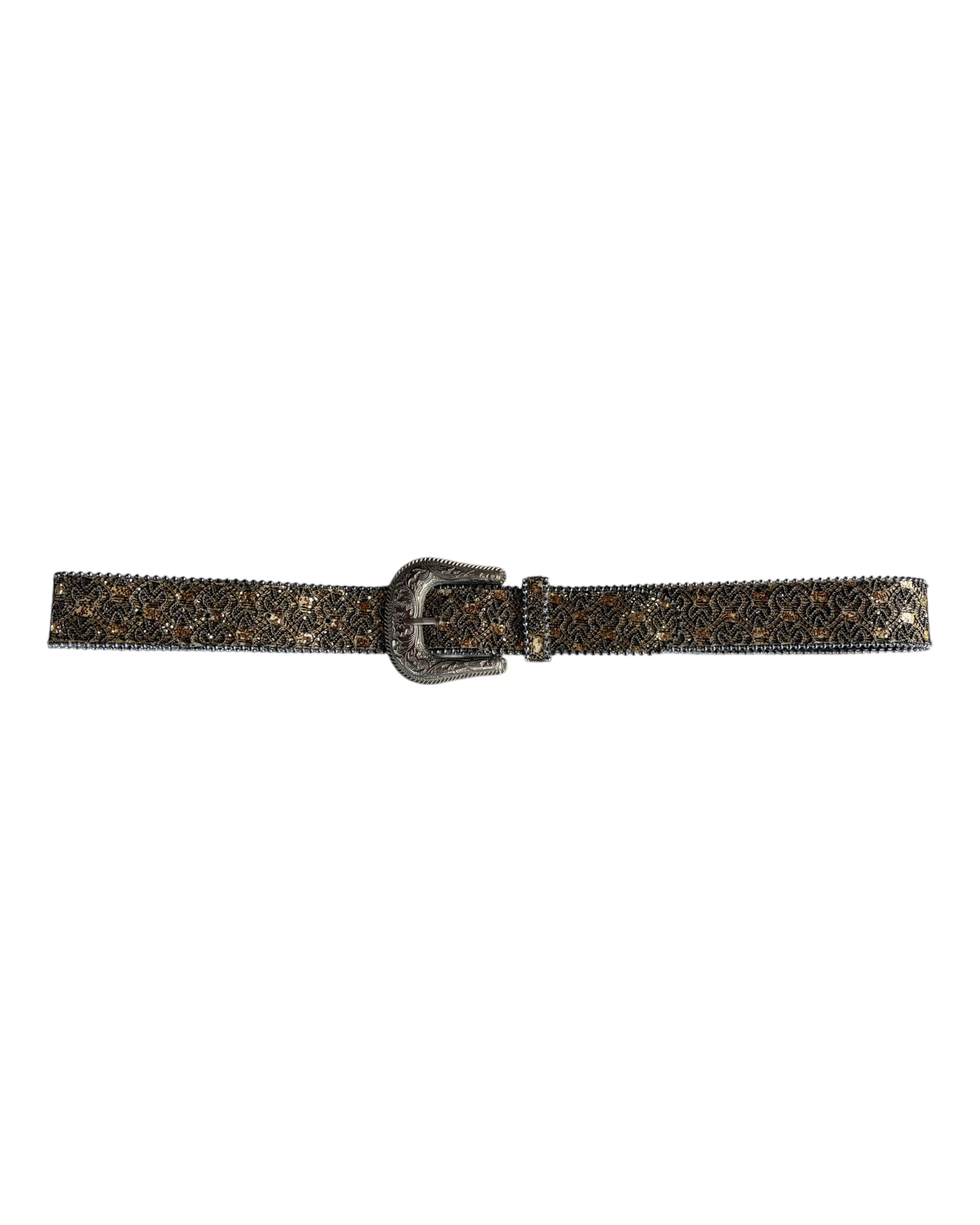 1908s ORNATE GOLD BLACK BEADED STATEMENT BELT