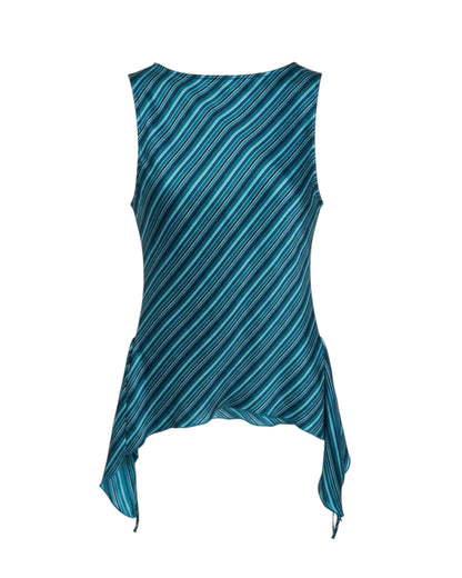 2000S A. BYER BLUE STRIPED COWL TOP