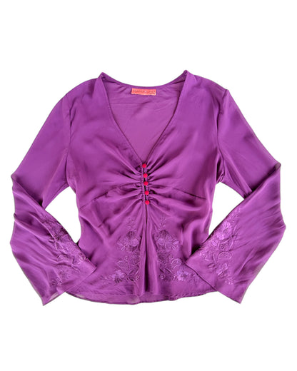 2000S BANDOLINO PURPLE RUCHED BLOUSE