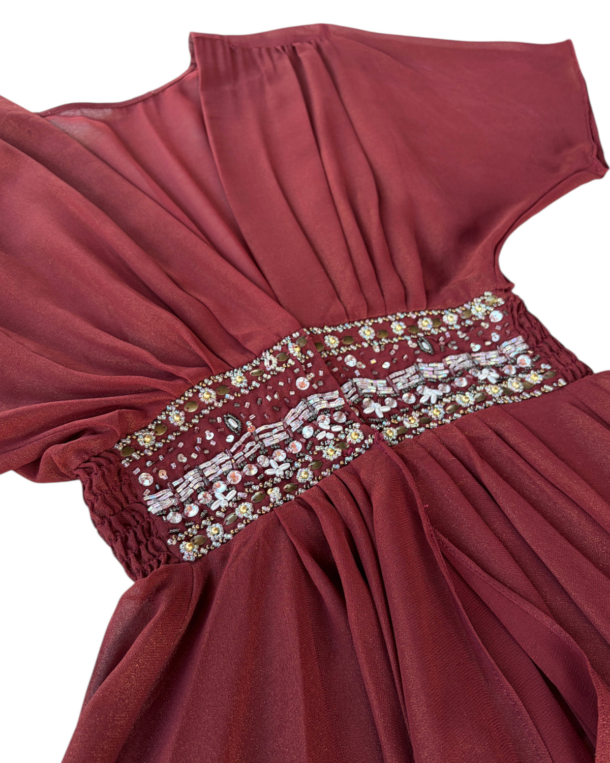 2000S BURGUNDY DRAPED EMPIRE TOP