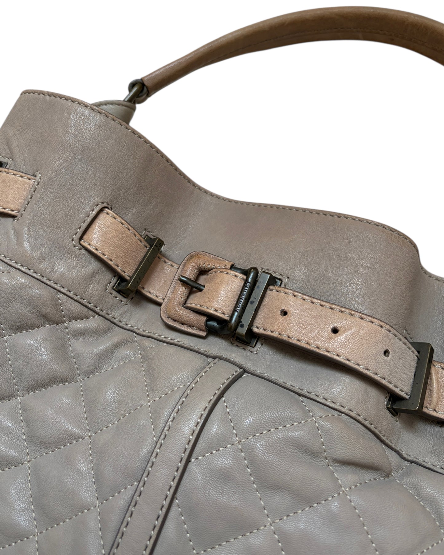 2000S BURBERRY BEIGE QUILTED LAMBSKIN SHOULDER BAG