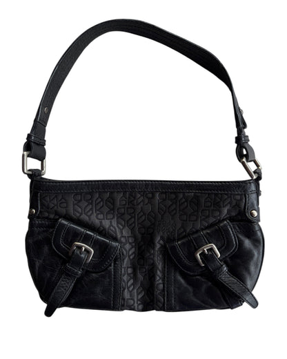 2000S DKNY BLACK MONOGRAM SHOULDER BAG