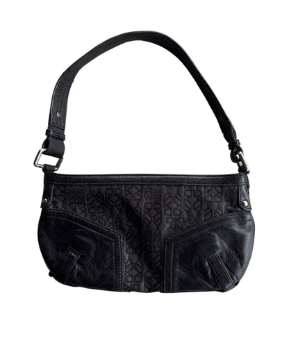2000S DKNY BLACK MONOGRAM SHOULDER BAG