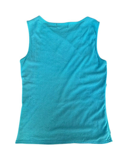 2000S BELLE TURQUOISE BEADED BUTTERFLY MESH TOP