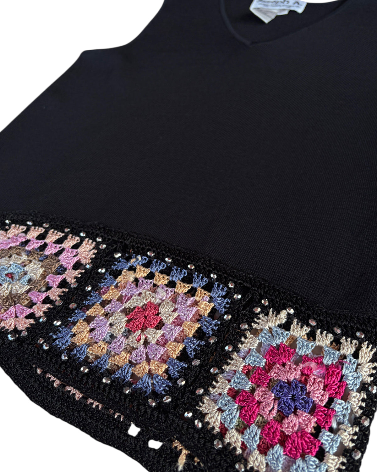 1990s JOSEPH A. BLACK BEADED HEM TOP
