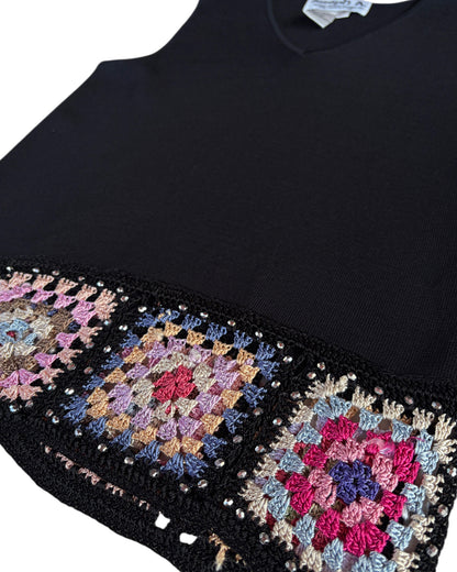 1990s JOSEPH A. BLACK BEADED HEM TOP