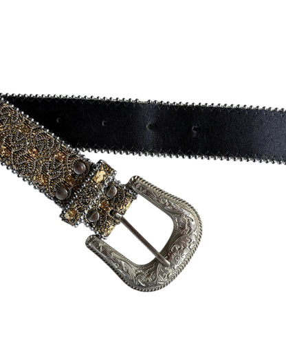 1908s ORNATE GOLD BLACK BEADED STATEMENT BELT
