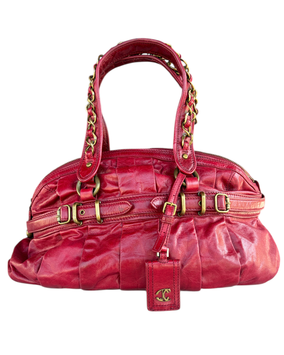 2000S JUST CAVALLI RED CHAIN HANDBAG