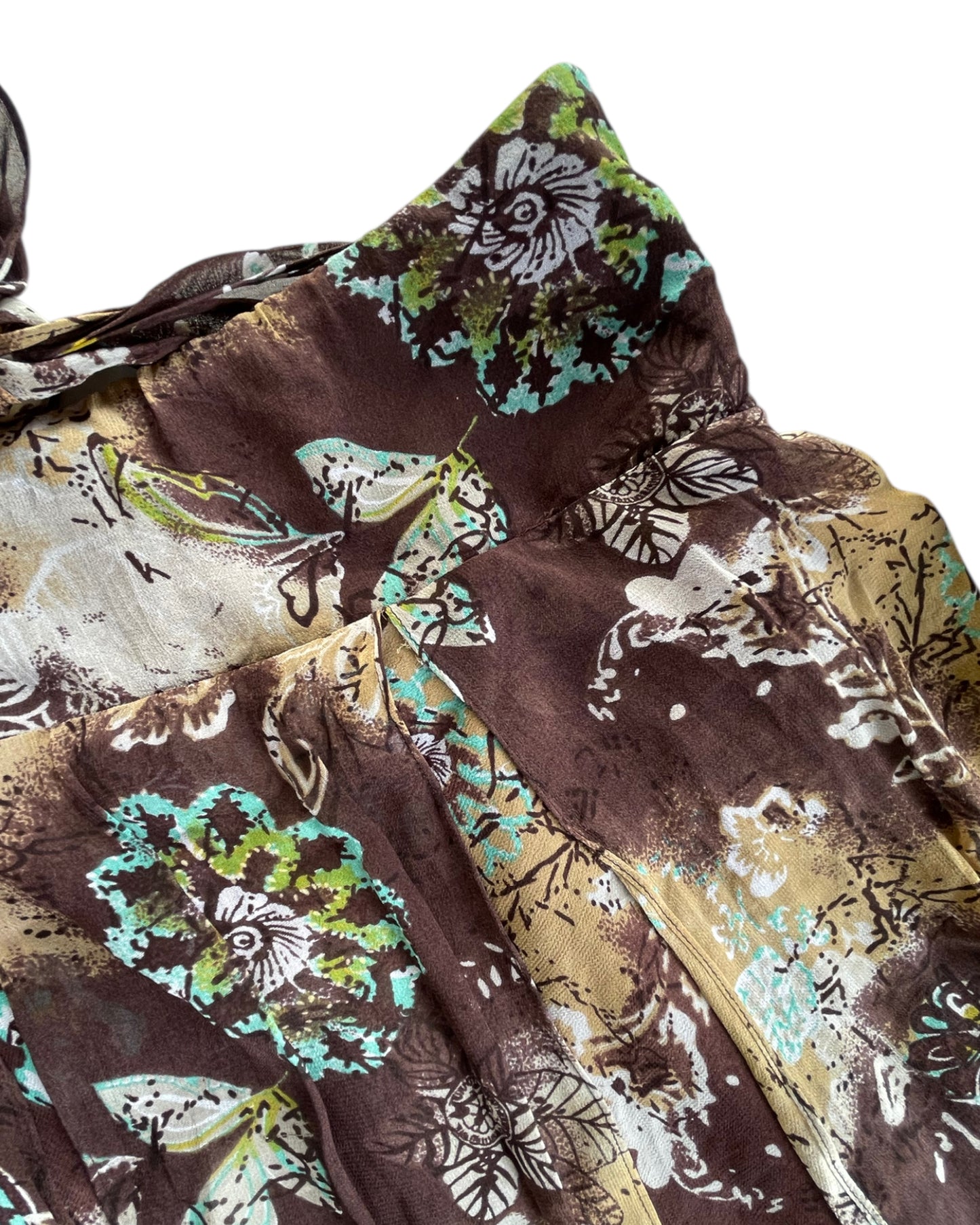 2000S STYLE AND CO BROWN FLORAL TIE FRONT DRESS
