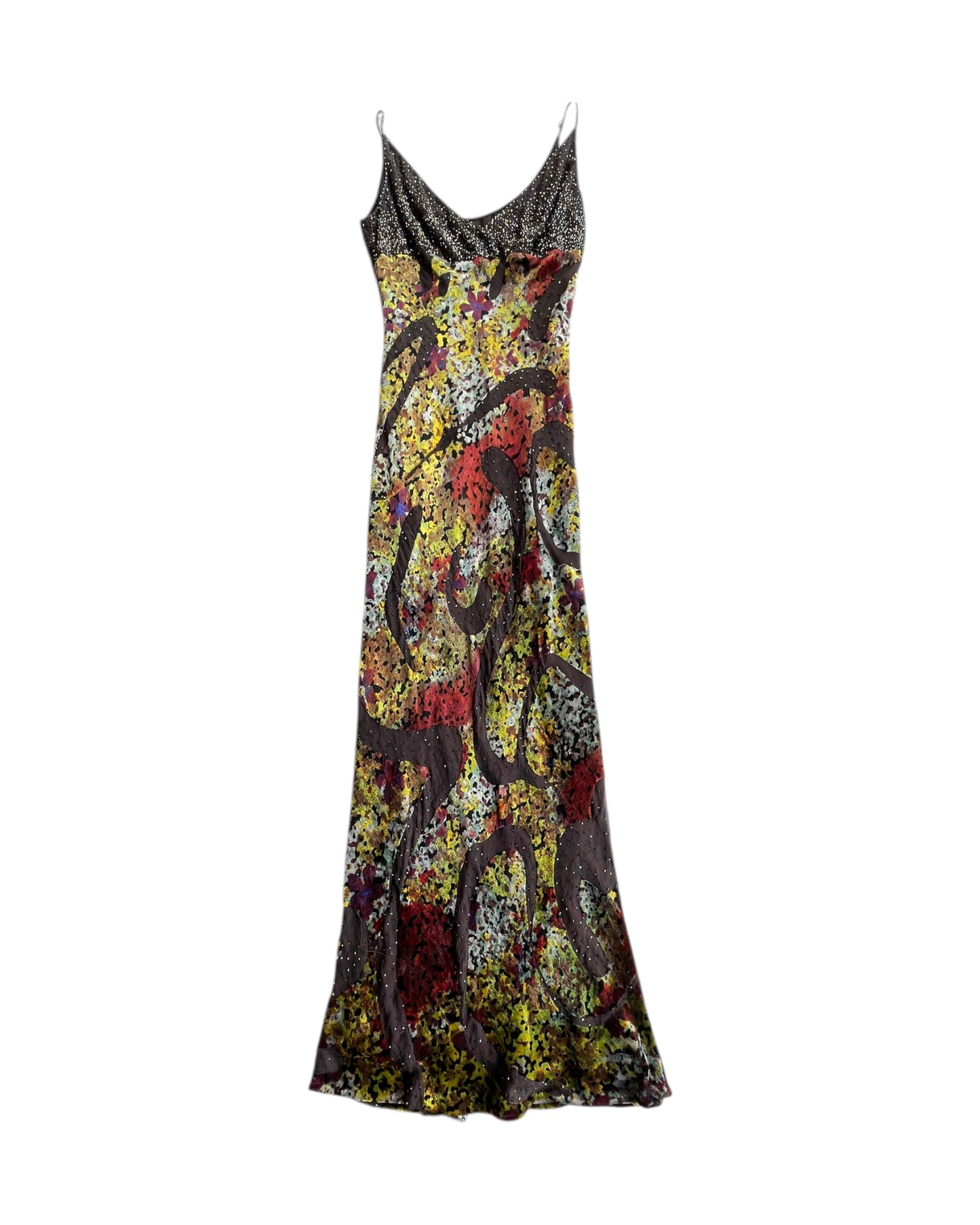 2000S ALBERTO MAKALI BEADED SILK MAXI DRESS