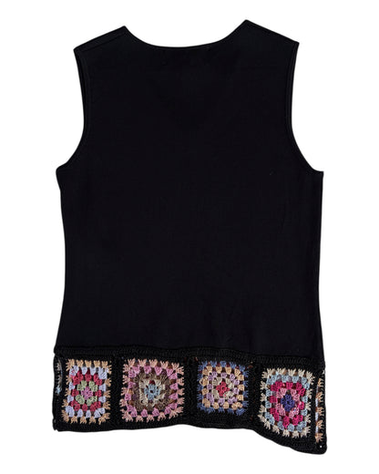 1990s JOSEPH A. BLACK BEADED HEM TOP